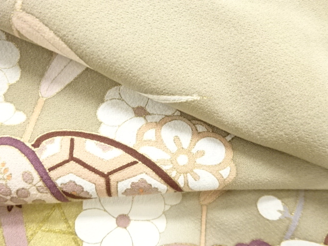  竹笹に枝梅模様一つ紋訪問着